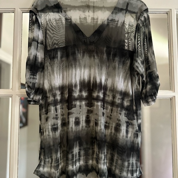 Faith and Joy Graphic Black and White Blouse - Picture 3 of 3